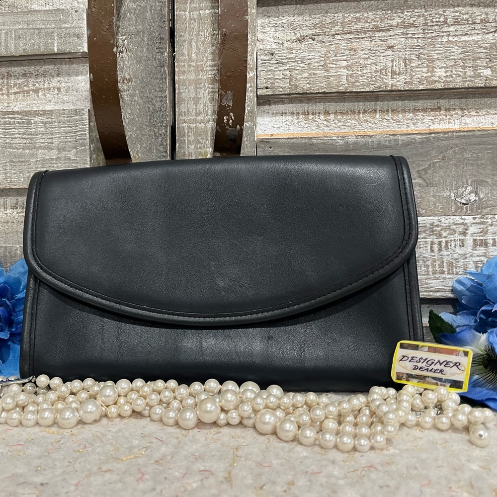COACH Vintage Sterling Leather Clutch 9945 Deep Blue Made in USA!🇺🇸